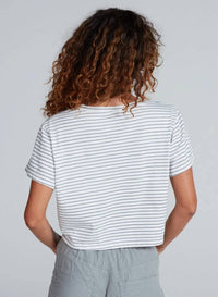 Askk Ny - Shrunken V-neck Stripe Tee