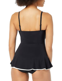 Profile By Gottex Belle Curve Bandeau Swimdress in black and white - women's swimwear - detail view