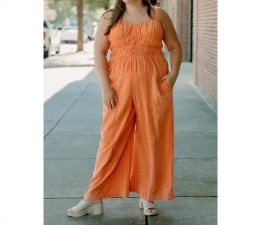 Davi & Dani - Bodice Tie Back Top Wide Leg Jumpsuit - Plus