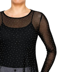Origami - Long Sleeve Mesh Top With Sparkles
