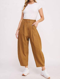 Jade By Jane - High Waist Pleated Baggy Ankle Trousers