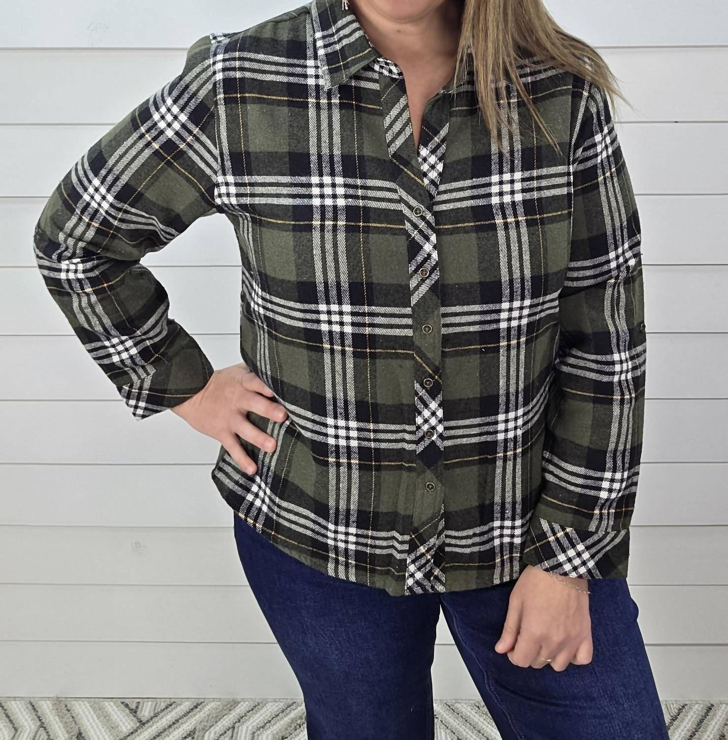 Keren Hart - High Low Button Down Plaid Flannel Shirt