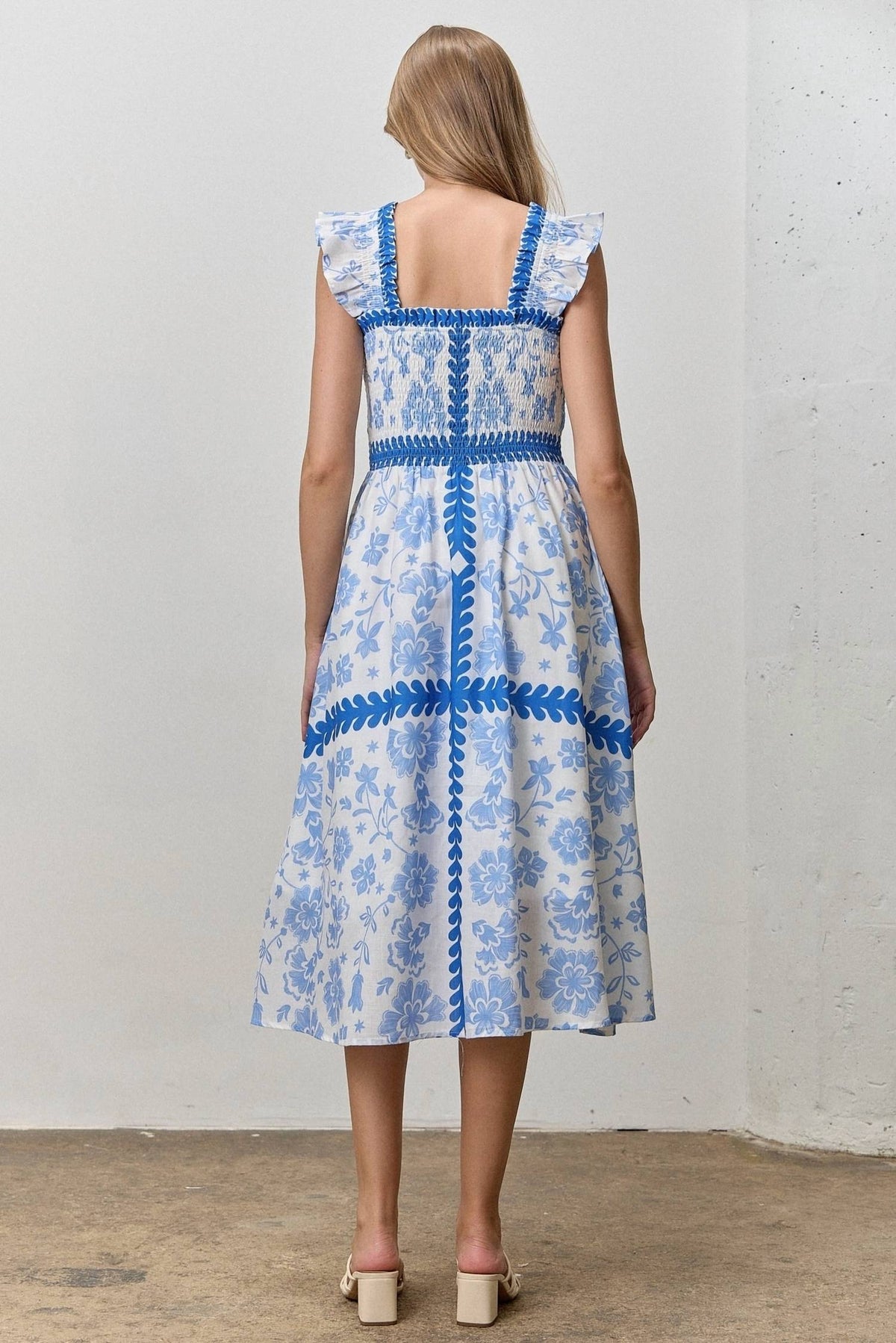 Polagram - Smocked Bodice Midi Dress