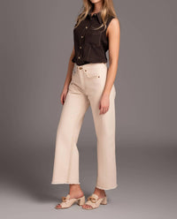 Alysi - Sleeveless Button Up Top