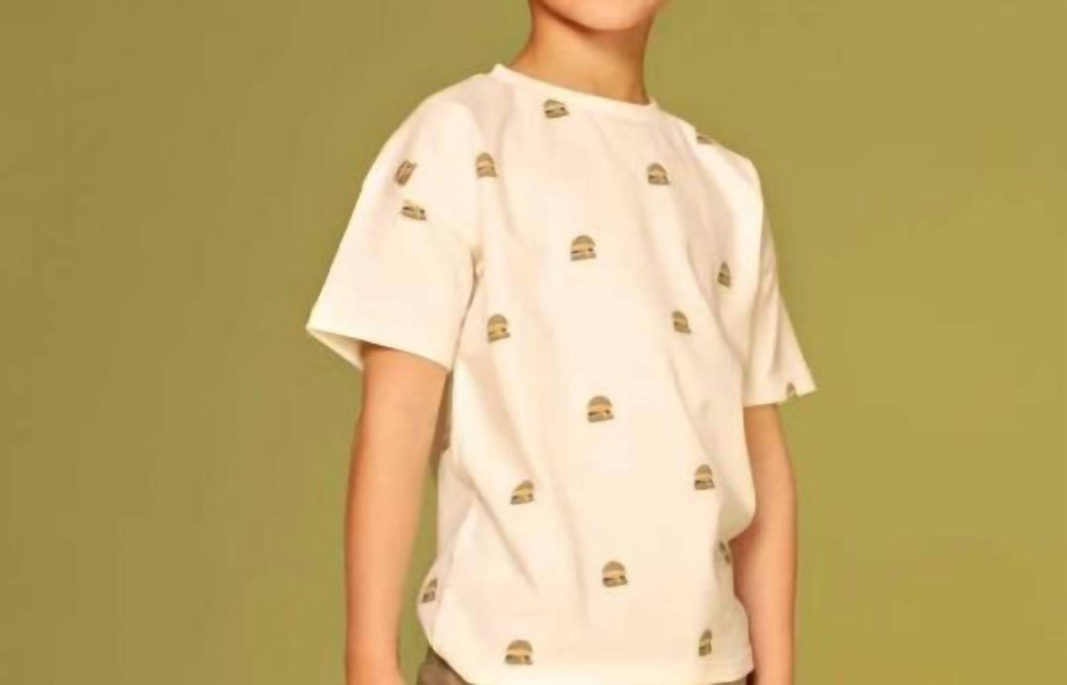 babyface Boy's Burger Icon Short Sleeve T-shirt in off white - kids' t-shirt - alternate view