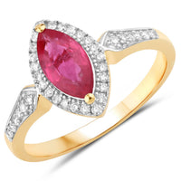 Diana M Jewels Women's Marquise Natural Ruby Fashion Ring (0.96 Ct) - Delicate in 14k yellow gold - women's jewelry