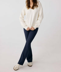 By Together Camille Soft V-neck Sweater in cream heather - women's sweater
