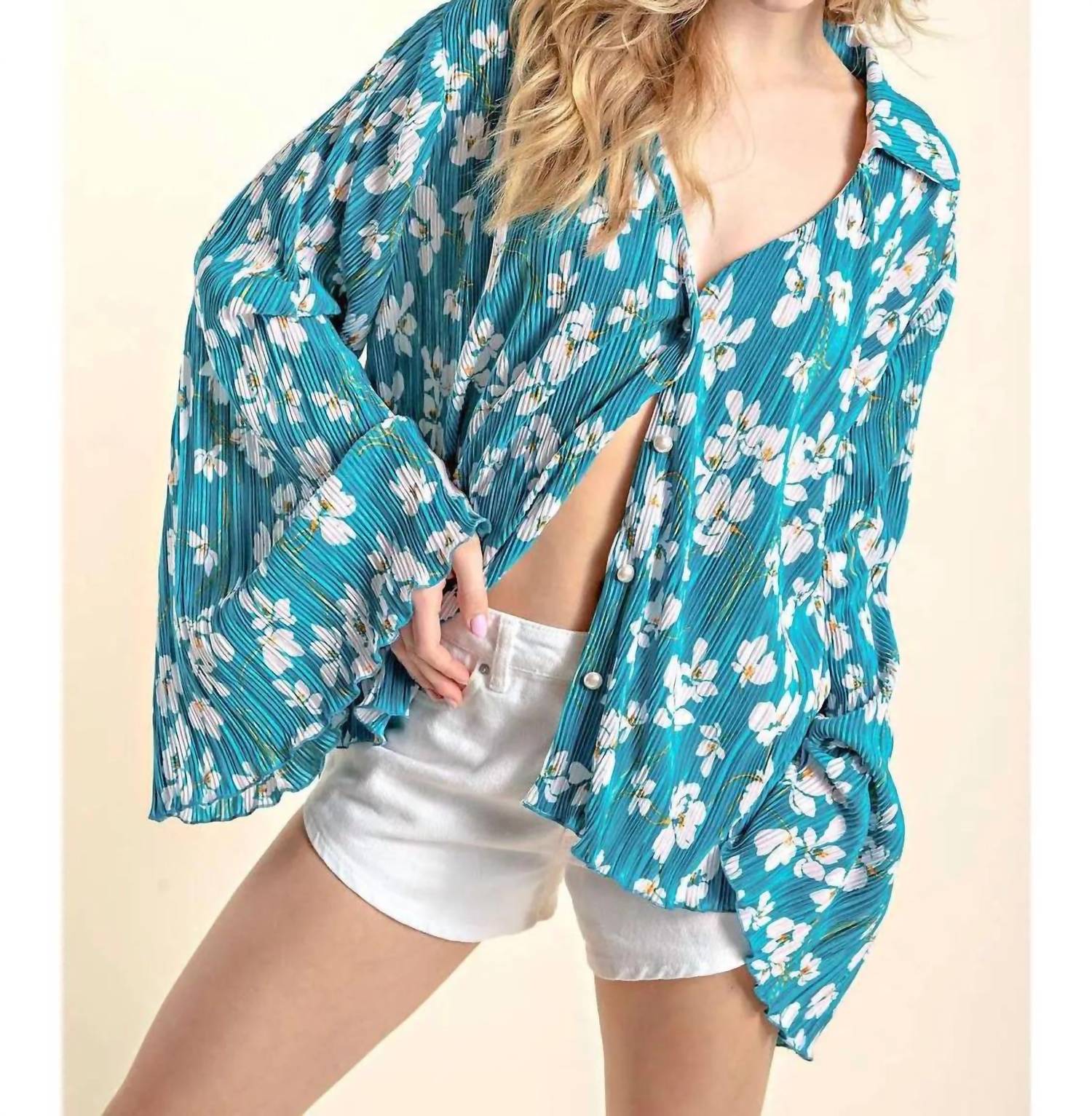 143 Story - Floral Pleated Shirt