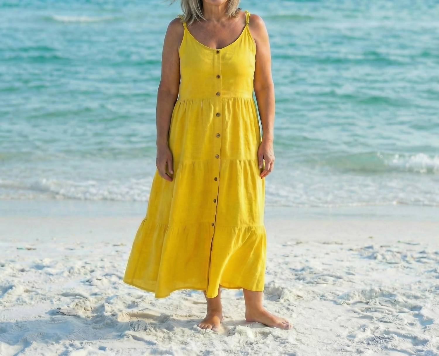 Made In Italy - Viviana Tiered Linen Dress