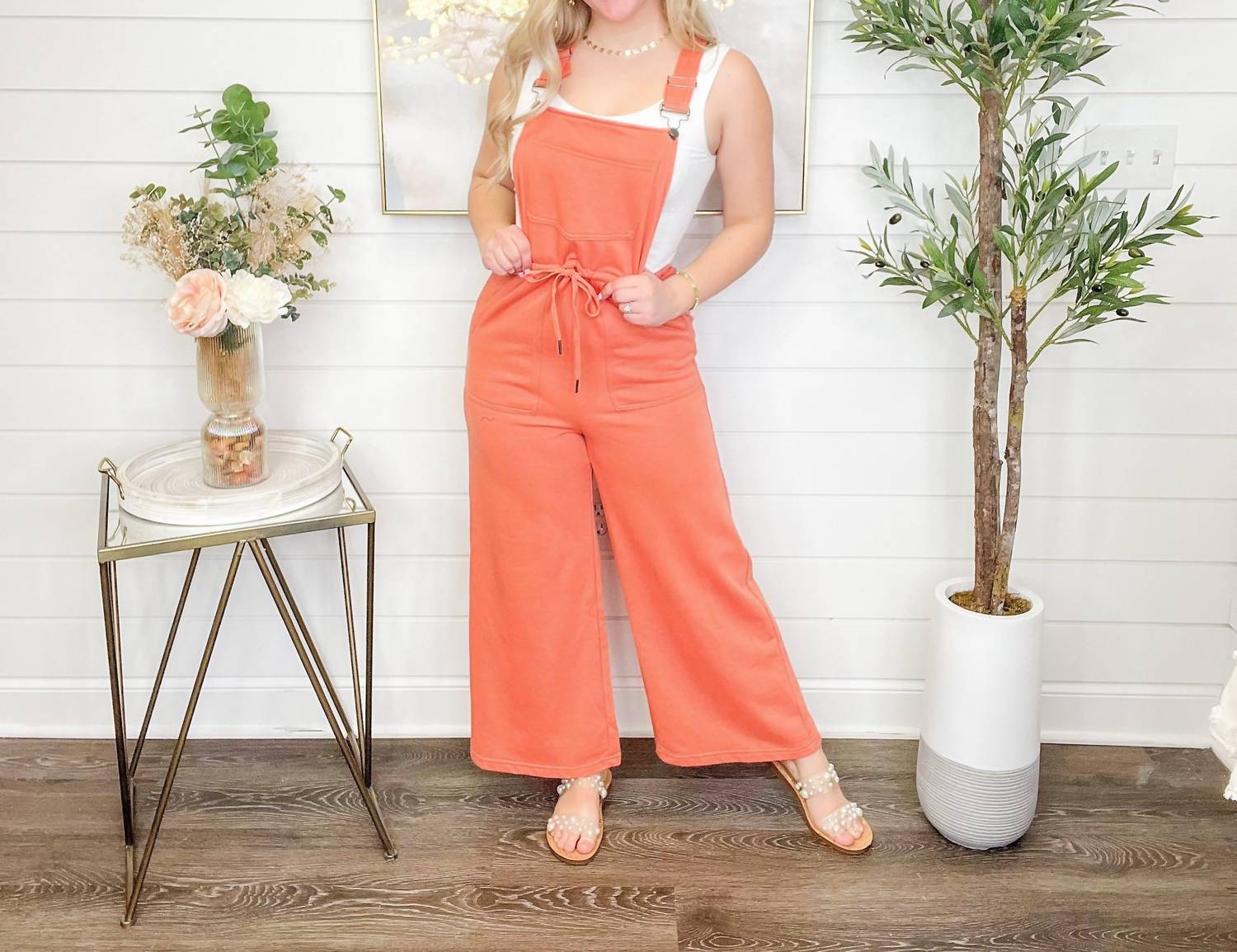 Liam & Company - It's Groovy Cotton Blend Wide Leg Overalls