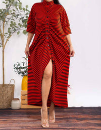 Karen T Design - Button Down Stripe Midi Dress