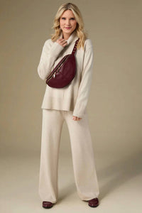COCO + CARMEN Heavenly Luxe Wide Leg Knit Pants in oatmeal - women's pants - alternate view