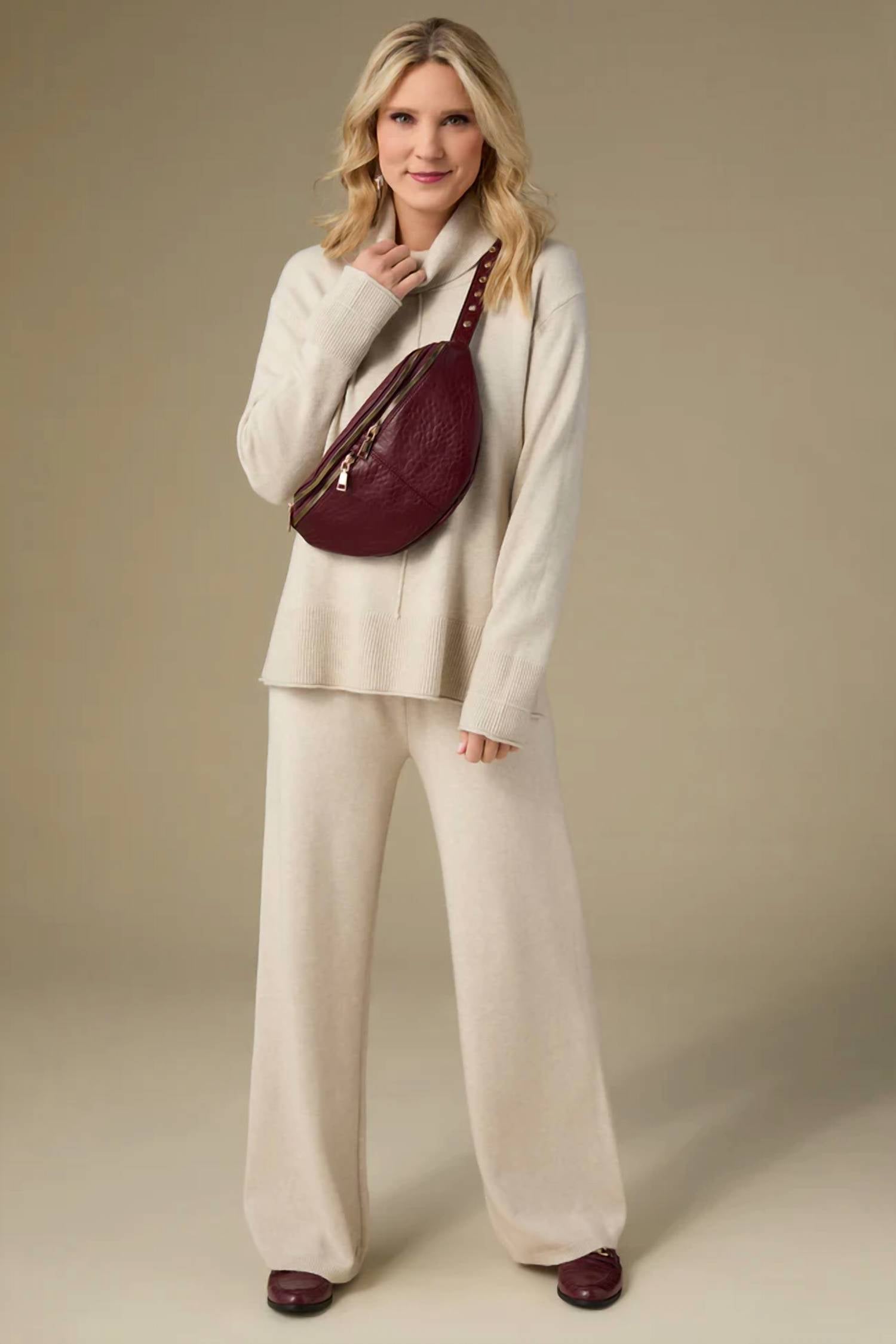COCO + CARMEN Heavenly Luxe Wide Leg Knit Pants in oatmeal - women's pants - alternate view