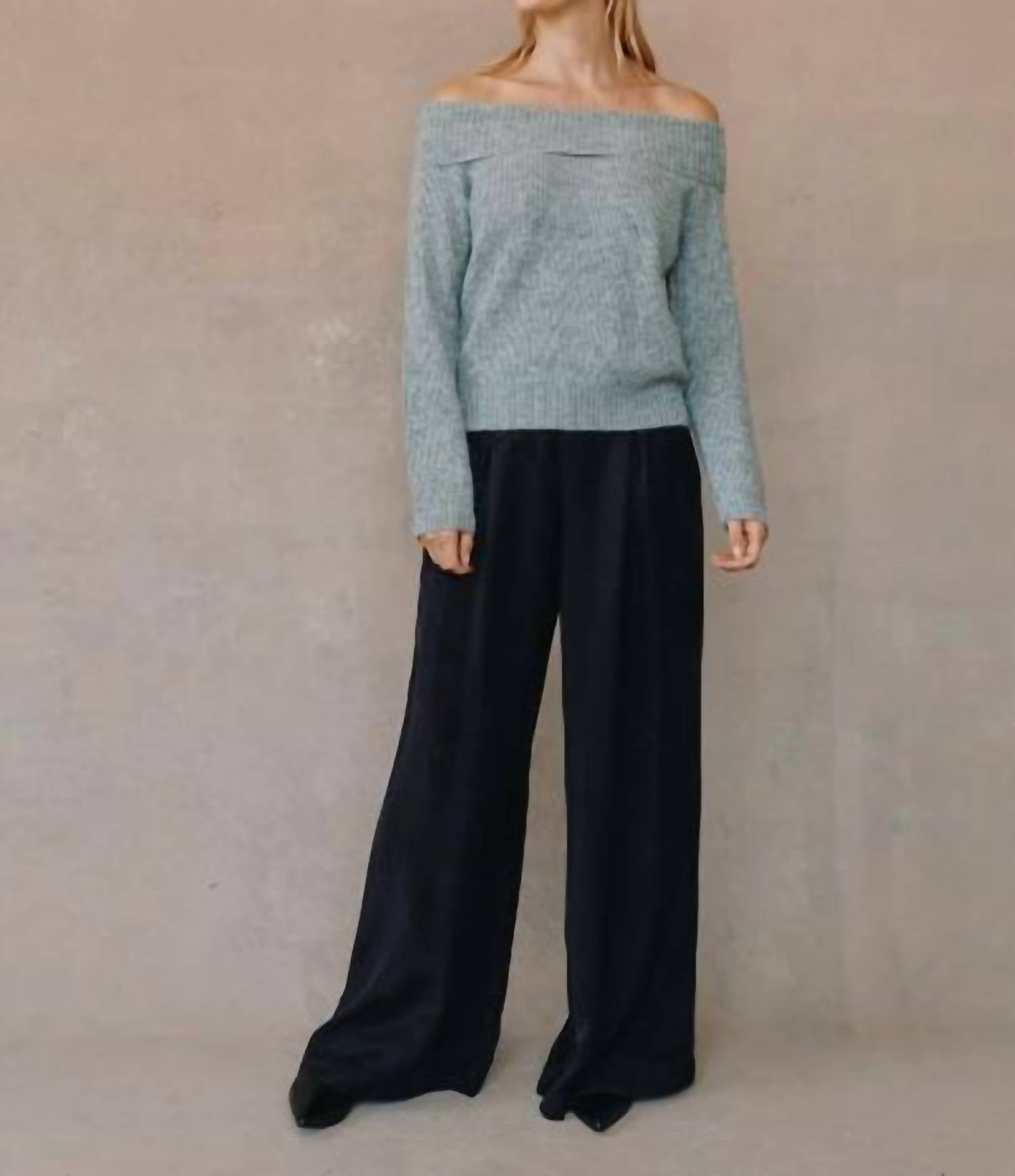 Bella Dahl Off Shoulder Sweater in heather grey - women's sweater - view 4