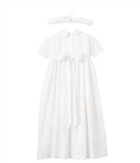 Elegant Baby Boys' Gown And Bonnet Christening Set in white - kids' dress - alternate view