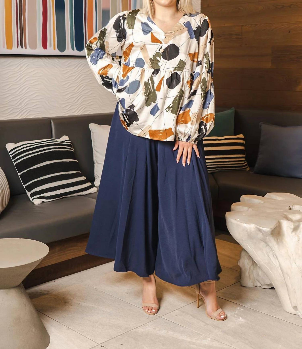 Hailey & Co - Plus Size V-Neck Long Sleeve Top