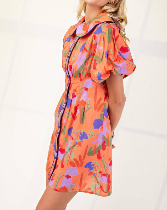 Gigio - Tangerine Blooms Mini Dress