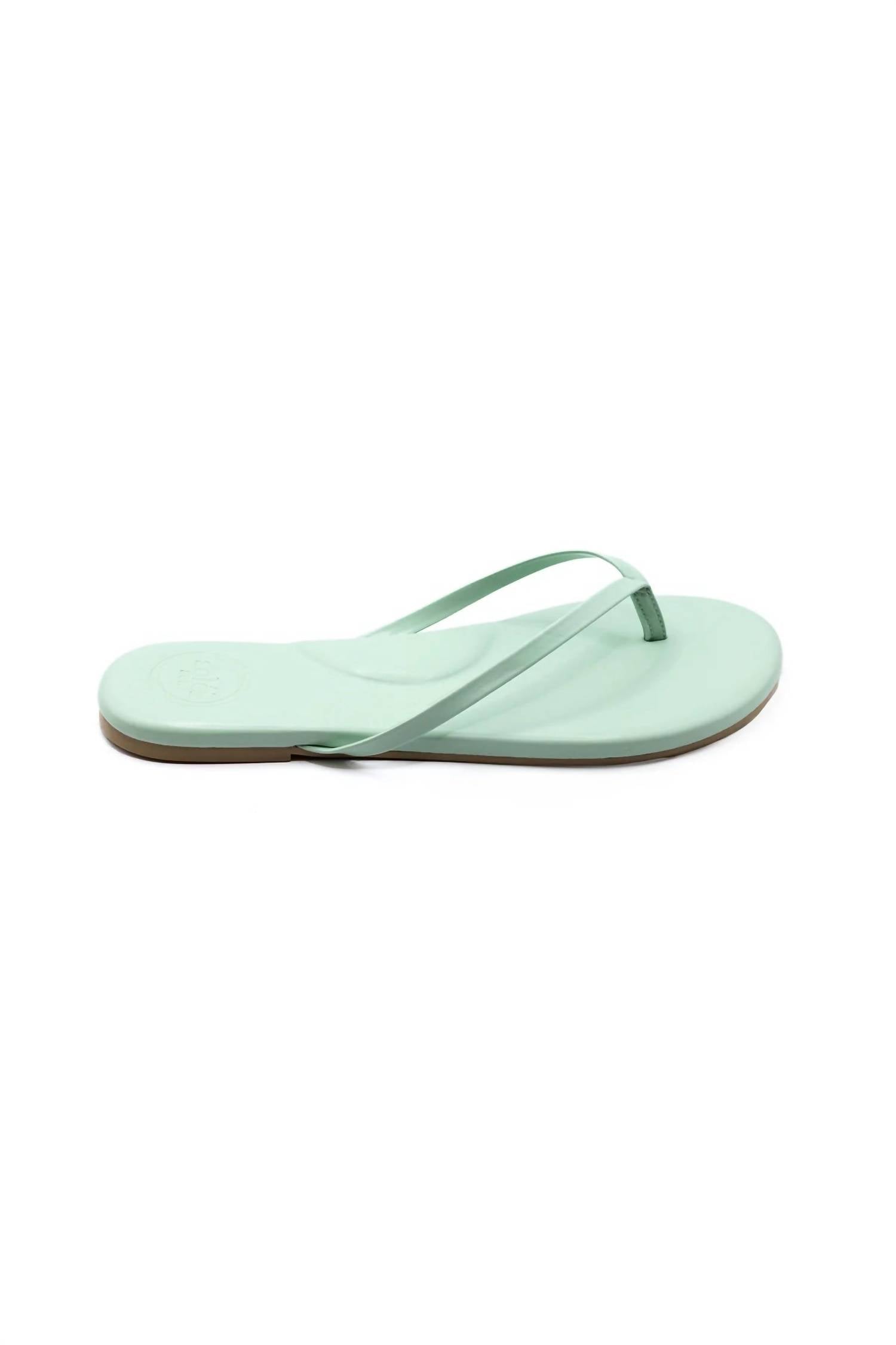solei sea Women's Indie Flip Flop Sandal in aloe vera - women's sandal - detail view