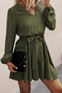 Elook - Long Sleeve Belted Dress