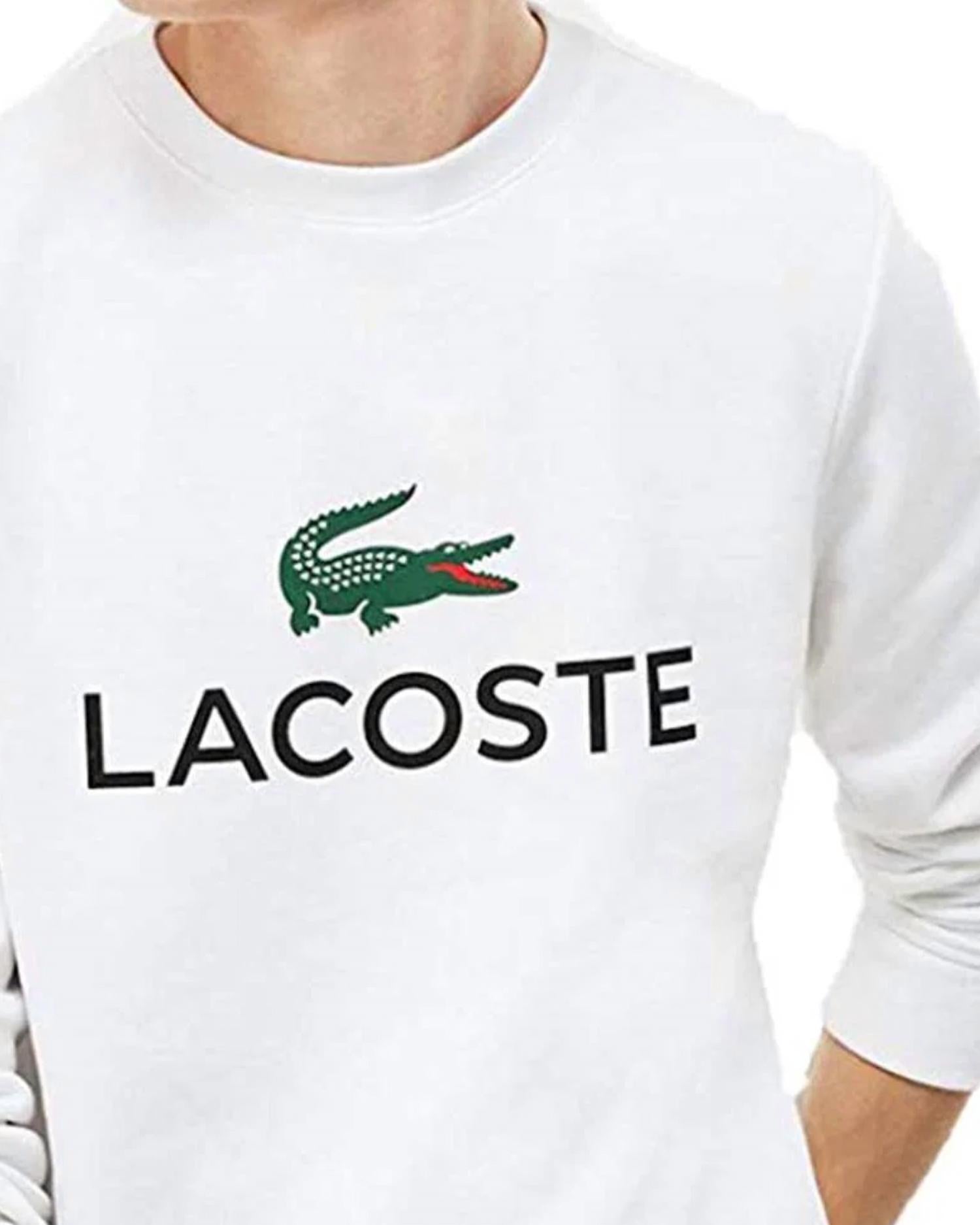 Lacoste - Men's Long Sleeve Graphic Croc Brushed Fleece Jersey Sweatshirt