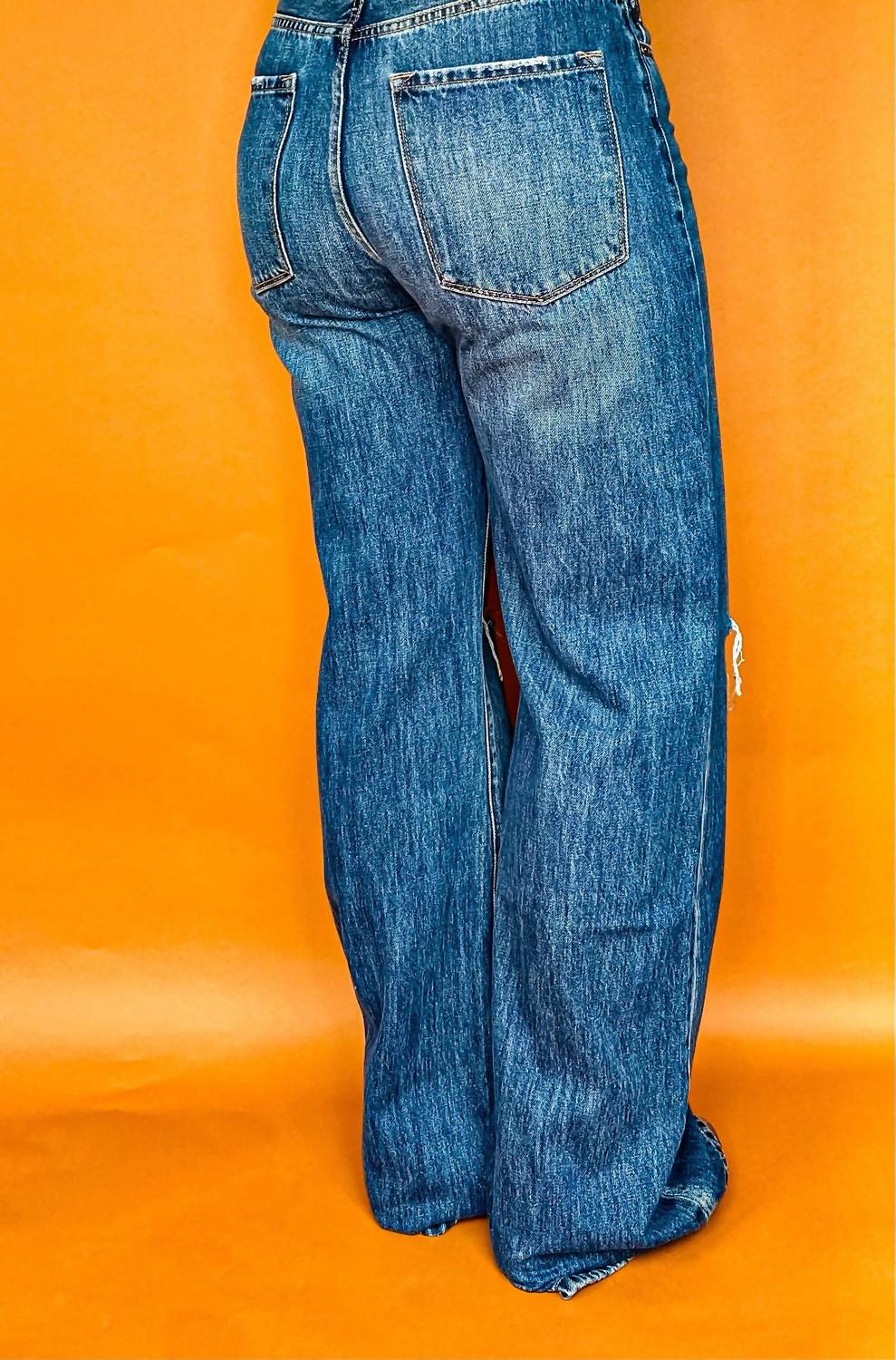 KanCan 90’s Wide Leg Flare Denim Jeans in mid wash - women's jeans - view 4