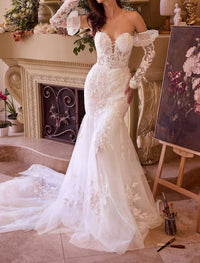 Ladivine Strapless Glove Mermaid Bridal Gown in off white - women's dress