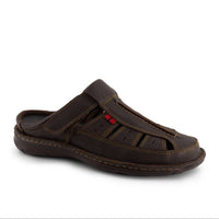 Andrea Men's Leather Clogs in dark brown - men's sandal