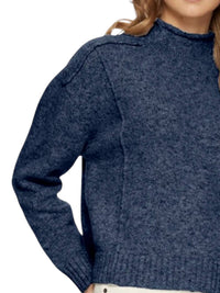 Flags & Anthem Bethania Funnel Neck Long Sleeve Sweater in navy - women's sweater - detail view