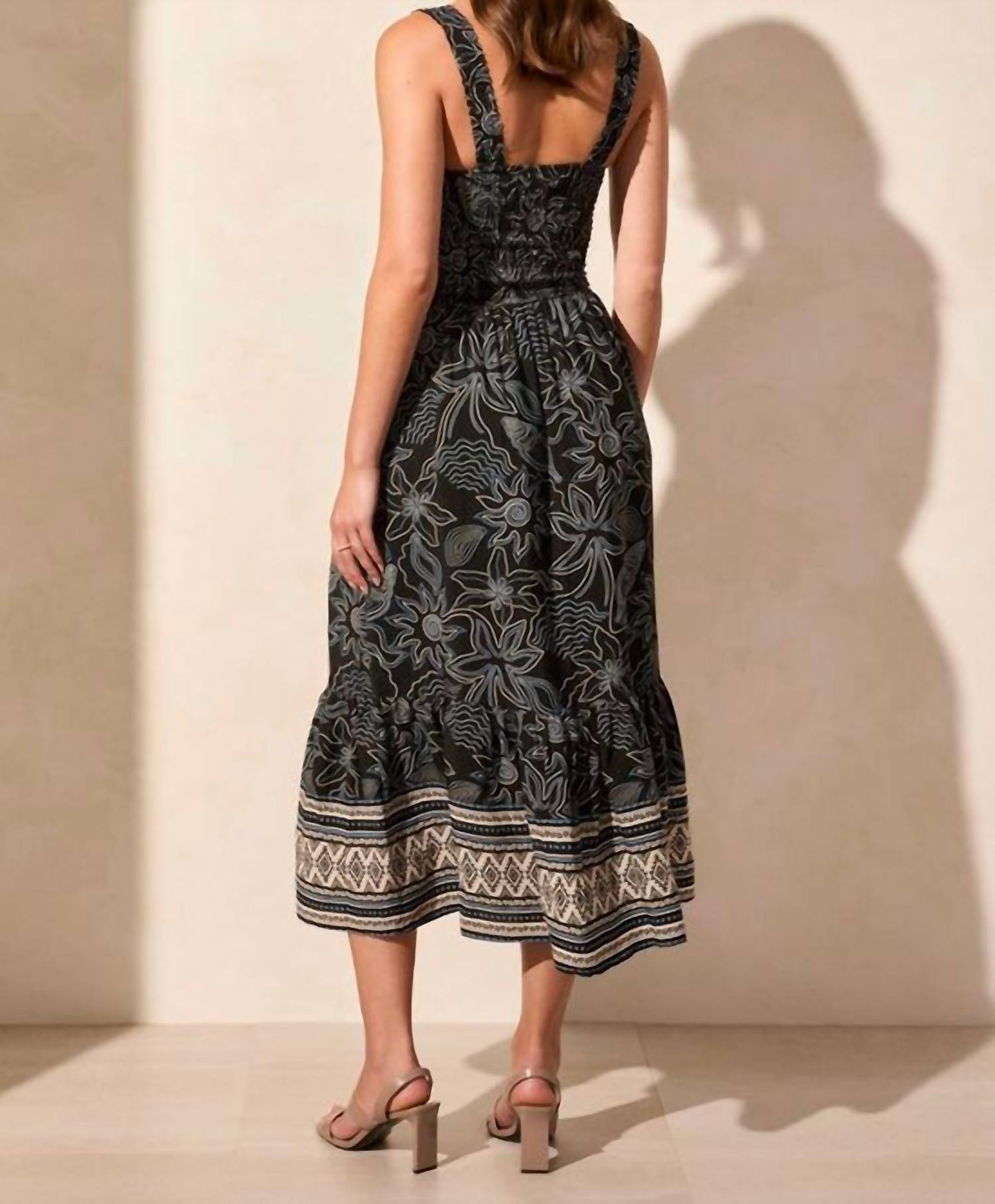 Tribal Femme - Square Neck Sleeveless Midi Dress