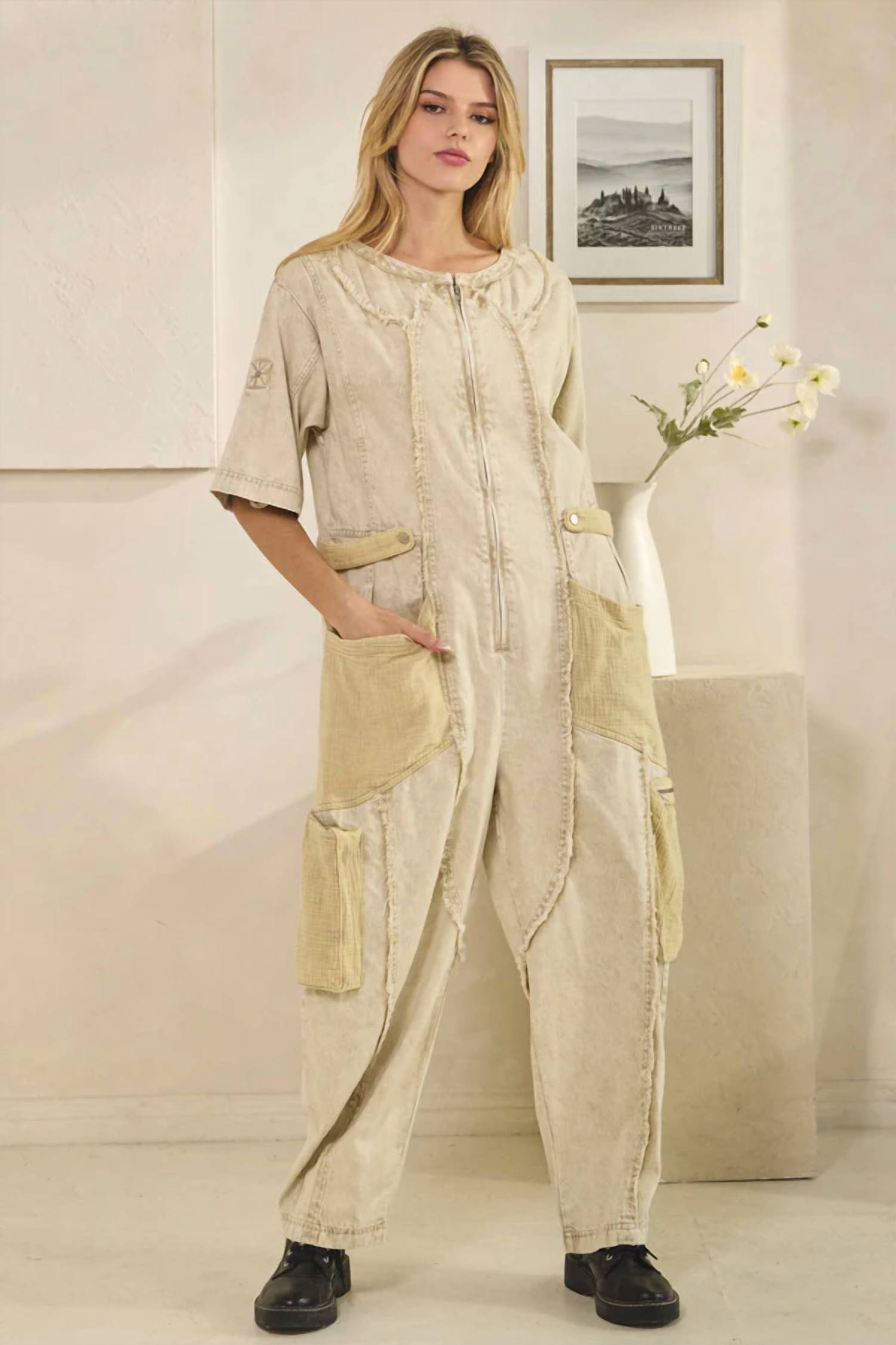 Oli & Hali - Washed Short-sleeved Jumpsuit