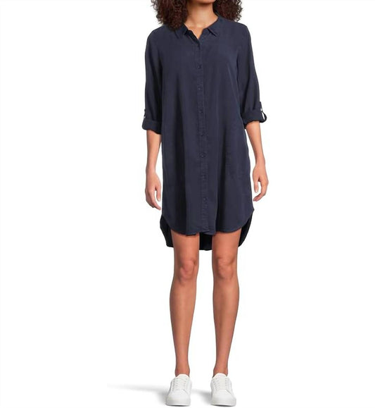 Mododoc - Women's Roll-up Long Sleeve Shirt Dress