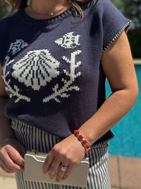 Blu Pepper - Coastal Contrast Knit Top