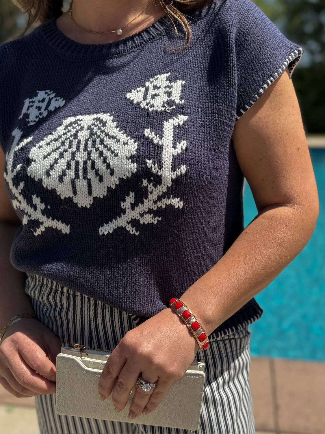 Blu Pepper - Coastal Contrast Knit Top