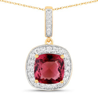 Diana M Jewels Women's Cushion Natural Tourmaline Pendant Necklace (2.41 Ct) - Classic Plus in 14k yellow gold - women's jewelry