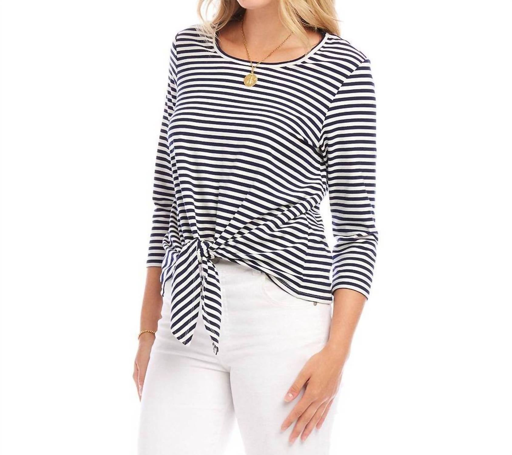 Karen Kane - Three-quarter Sleeve Tie Front Top