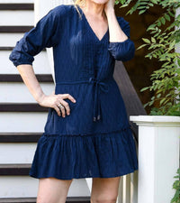 Walker & Wade Women's Carrie Short Dress in navy - women's long sleeve top