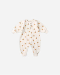 Quincy Mae Kid's Relaxed Fleece Jumpsuit in smiley pumpkins - kids' item - view 4