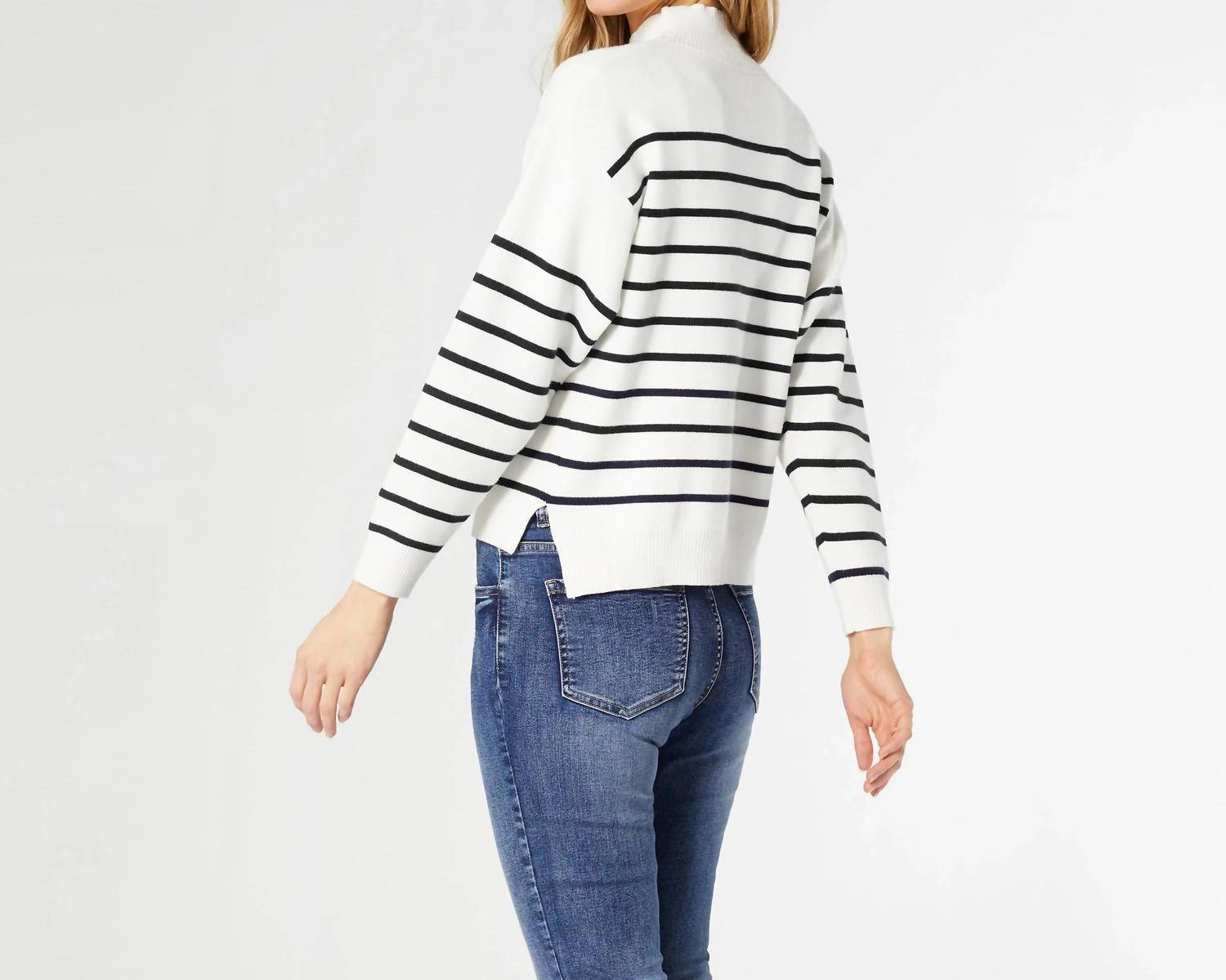 Coco + Carmen - Neve Stripe Mock Neck Sweater