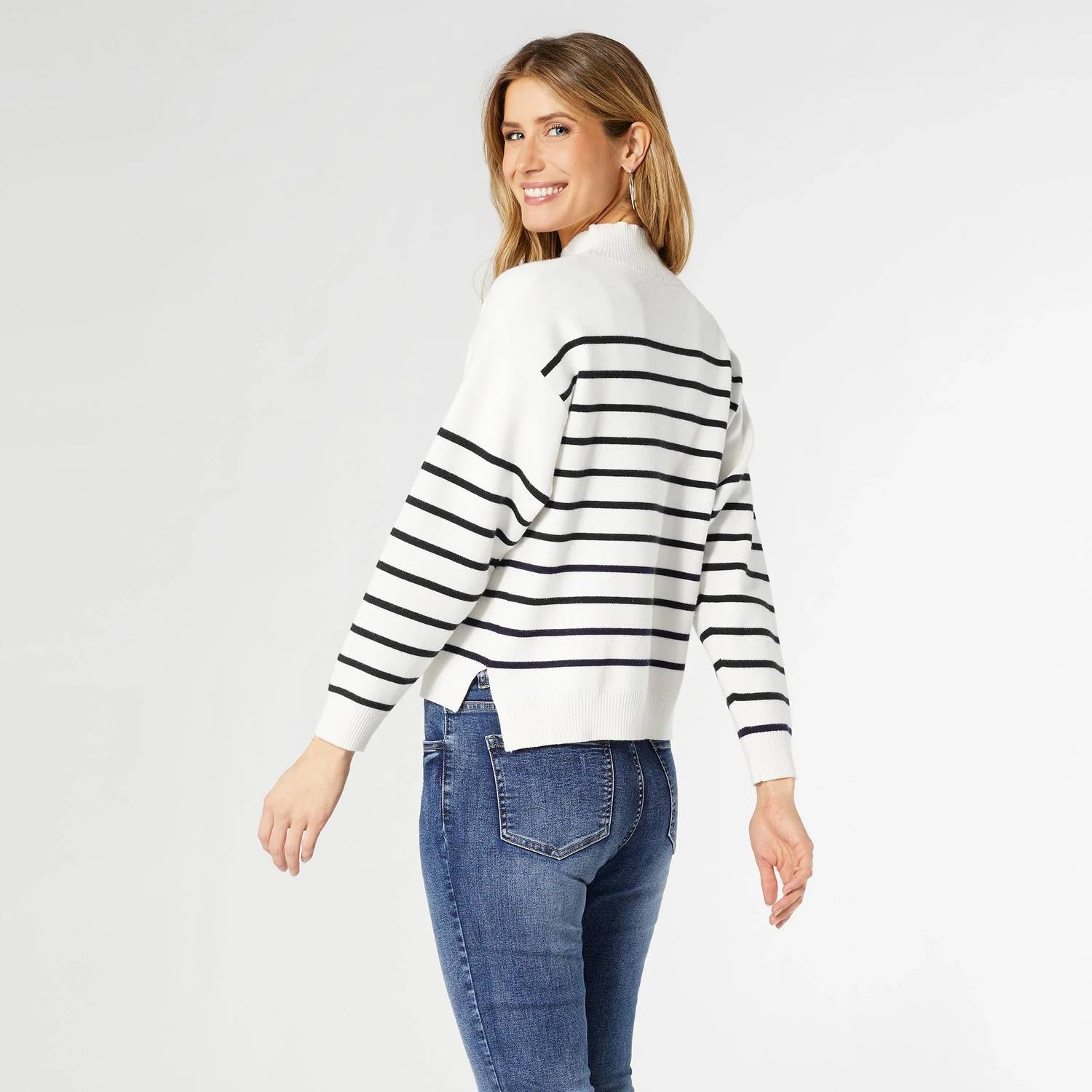 Coco + Carmen - Neve Stripe Mock Neck Sweater