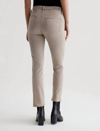 AG Jeans Mari Crop High Rise Slim Straight Jeans in desert taupe - women's jeans - detail view