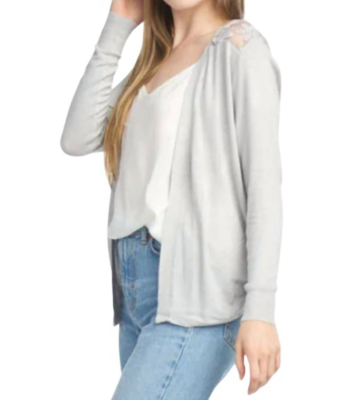 Papillon - Lace Back Long Sleeved Waterfall Cardigan