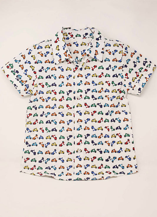 Tuktuk Designs - Boys Zippy Scooters Button Down Shirt