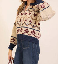 Lumiere - Aspen Nordic Zip Knit Sweater