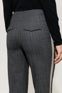 LUISA CERANO Pinstripe With Ribbon Straight Joggpants in charcoal black - women's pants - view 4