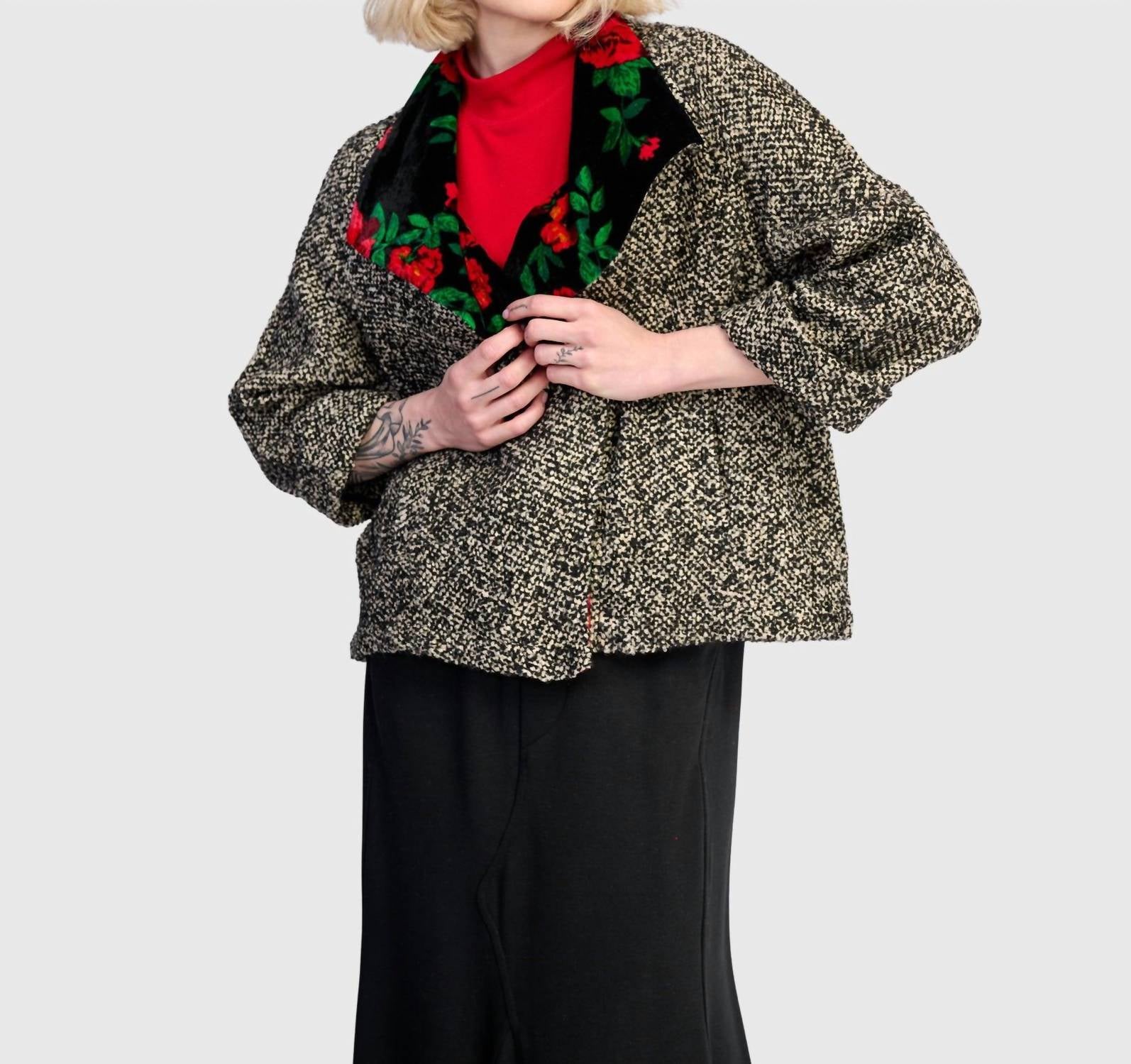 ALEMBIKA La Vie Boucle Jacket in roses - women's jacket - alternate view