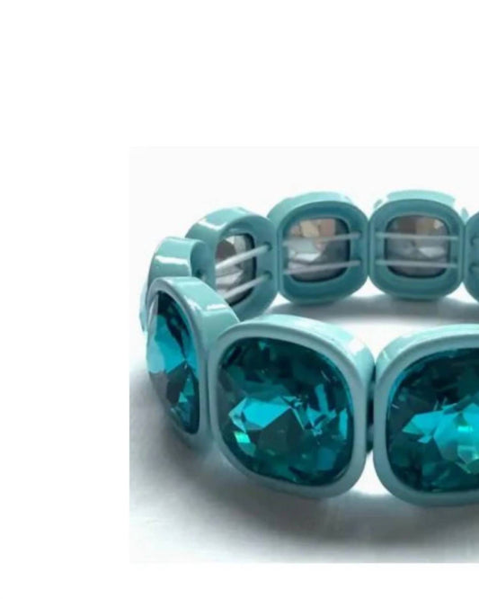 Iconic Mi - Women's Square Crystal Gemstone Stretch Bracelet