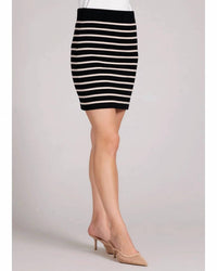 Minnie Rose - Cotton Cashmere Striped Mini Skirt