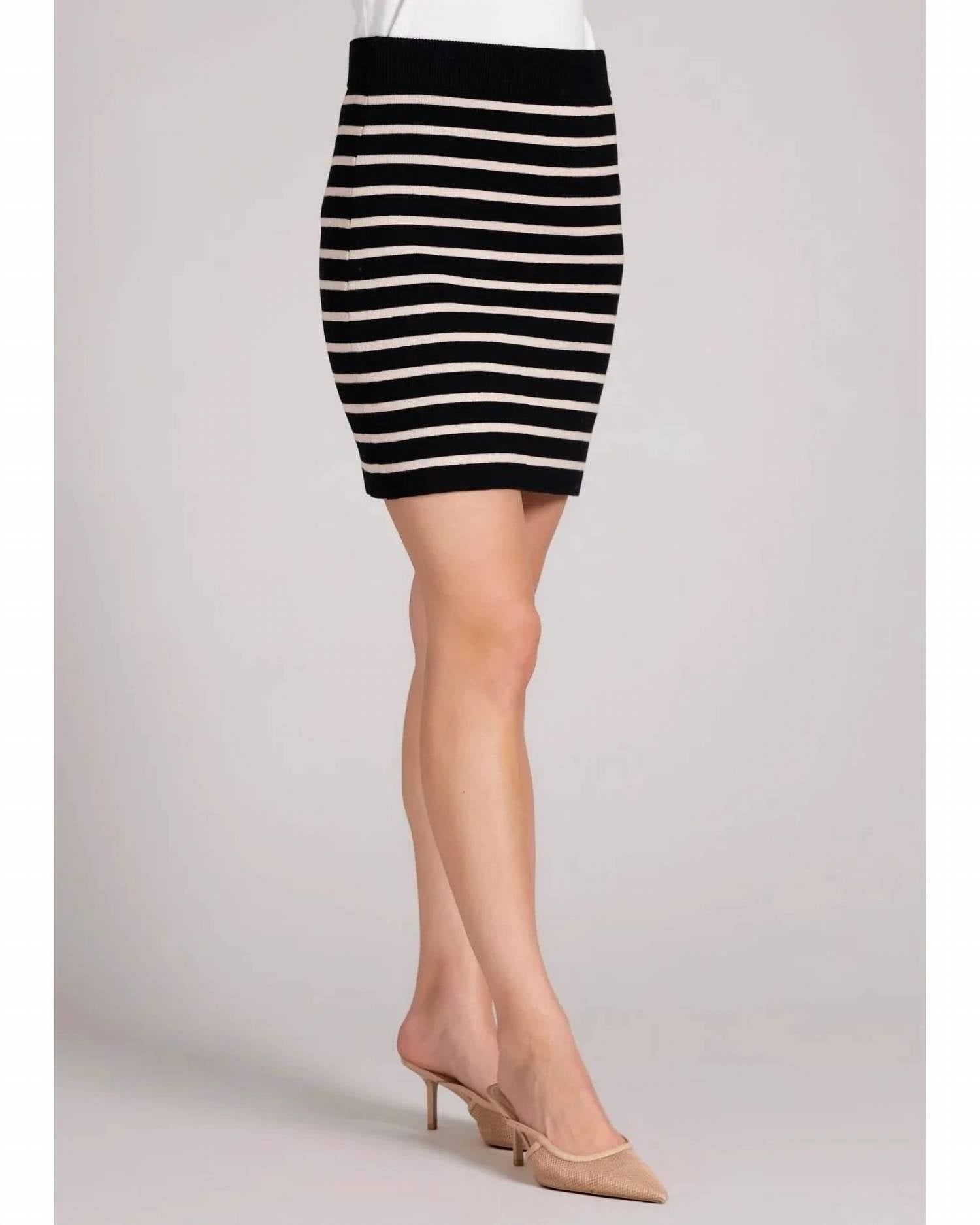 Minnie Rose - Cotton Cashmere Striped Mini Skirt