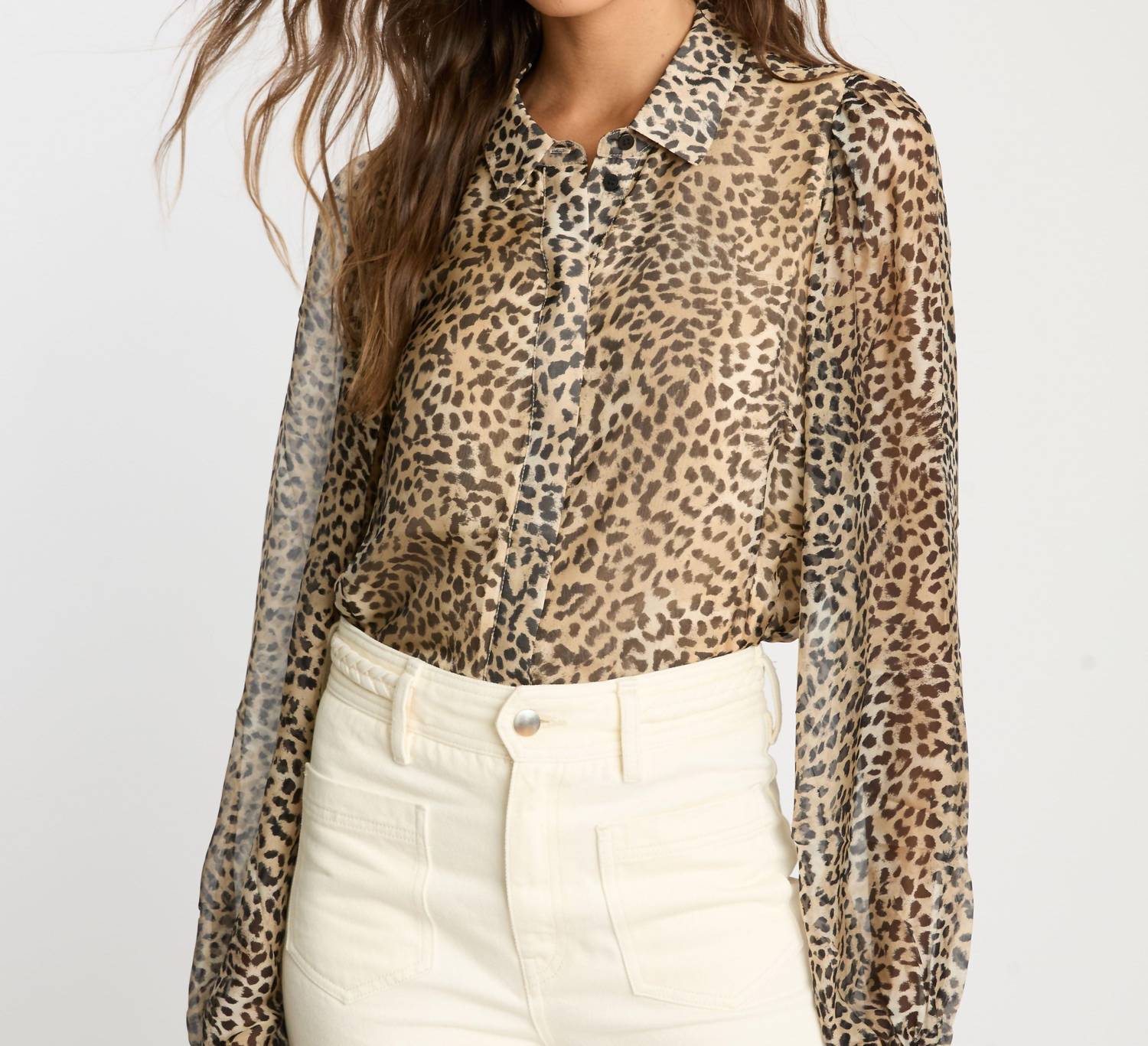 CABALLERO Presley Top in golden leopard - women's blouse - detail view