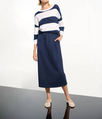Joseph Ribkoff - Stripe Print Crewneck Sweater